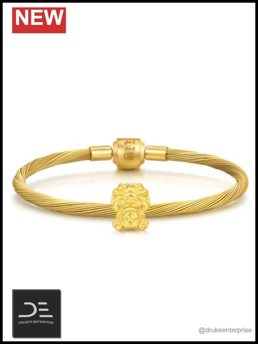 24K Gold Pixiu Charm Bracelet, Link Style, 17cm